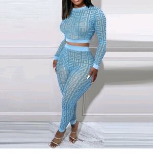 Blue Geometric Women's Jumpsuit